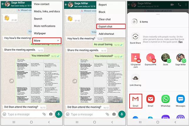 back up whatsapp chat as email
