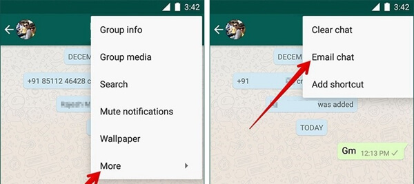 export whatsapp chat via email