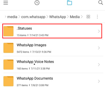find whatsapp statuses folder