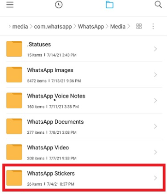 find whatsapp stickers folder on android