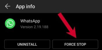 force stop whatsapp