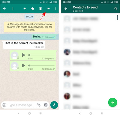 forward whatsapp messages to multiple contacts