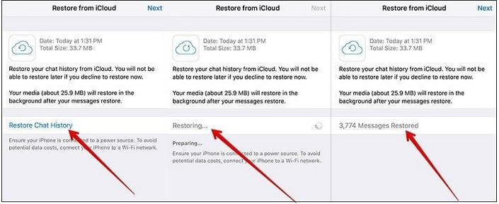 /get back whatsapp from icloud to iphone