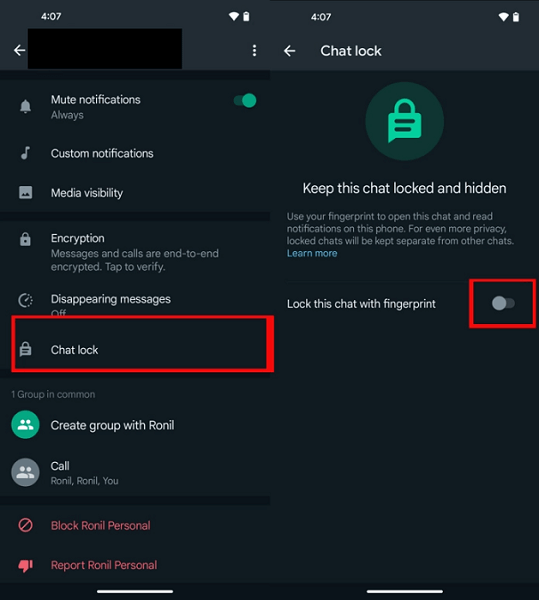 how to turn off chat lock to view on whatsapp