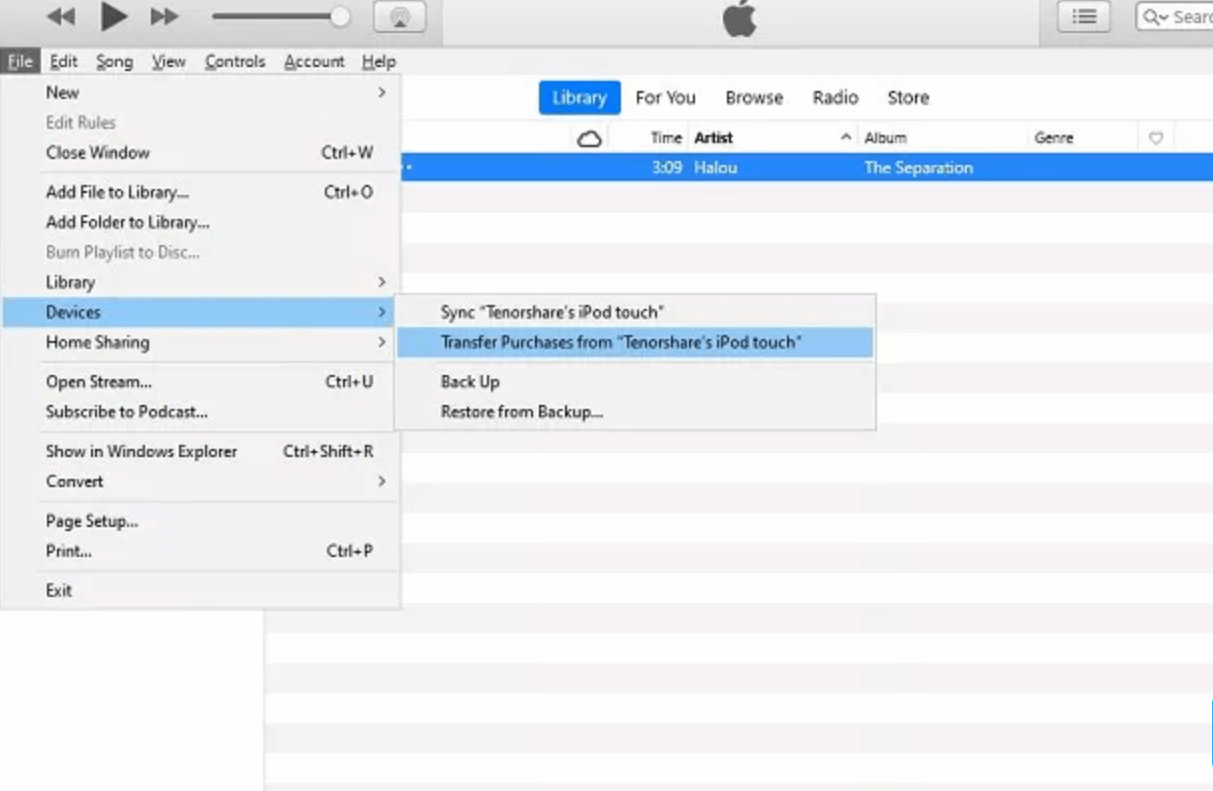 itunes trasfer data to device