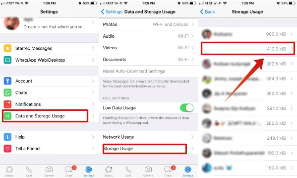 manage storage usage in whatsapp on iphone