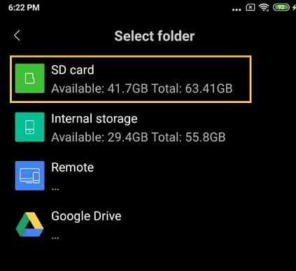 move to sd card