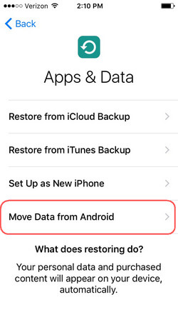 use move to ios on huawei android