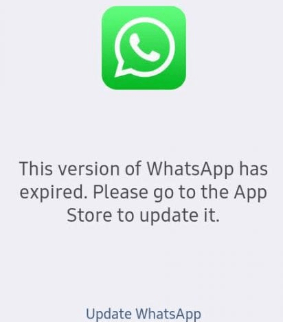 WhatsApp outdate