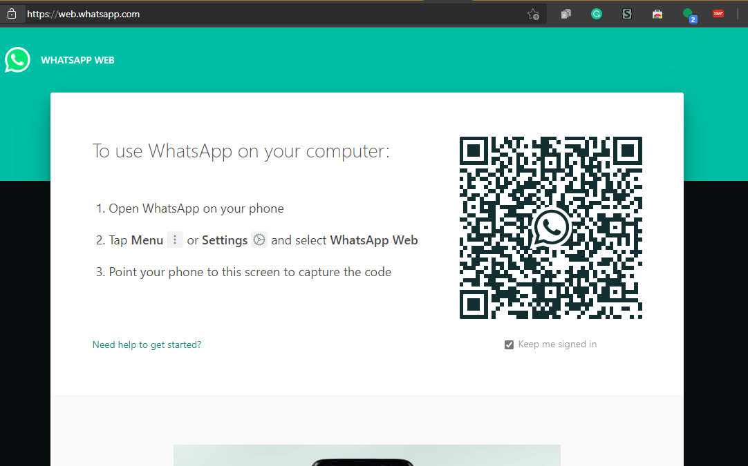 QR scanner of WhatsApp