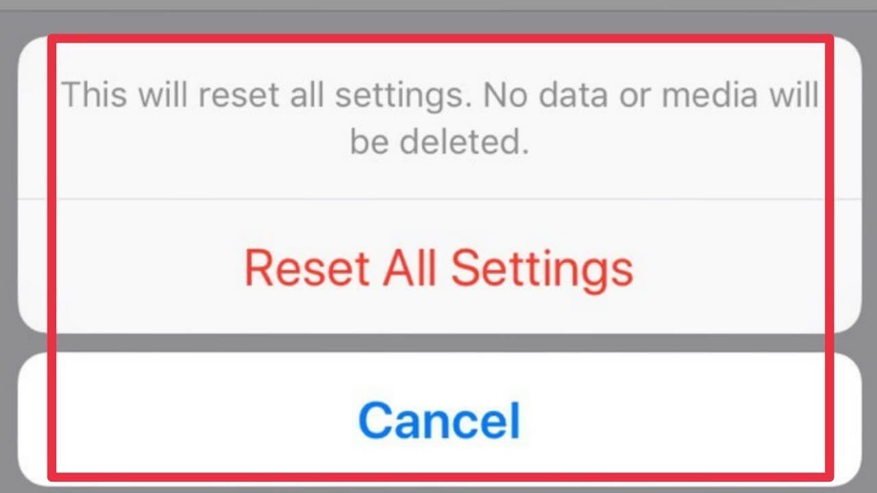 reset all settings