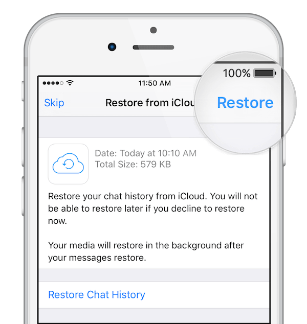 restore whatsapp from icloud to iphone