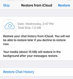 restore whatsapp with icloud