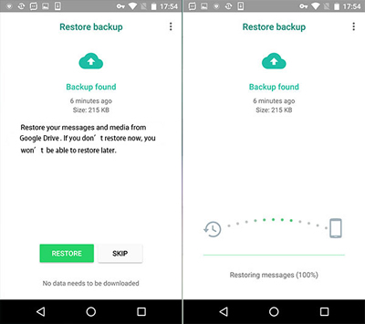 restore whatsapp from google drive on android