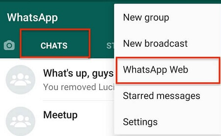 choose whatsapp web on your whatsapp