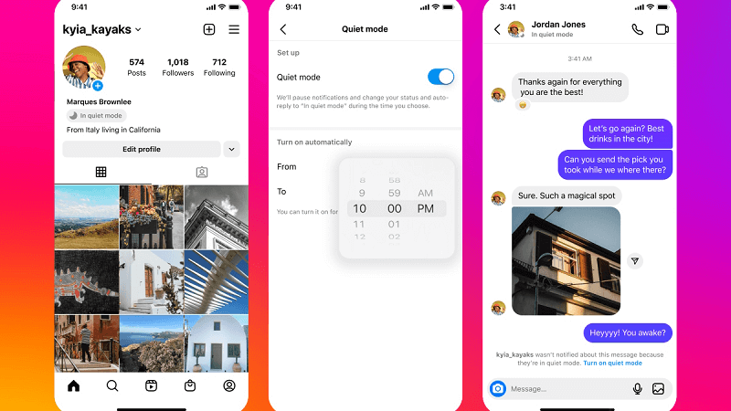 enable quiet mode instagram
