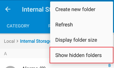 show hidden folders
