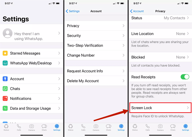 chat lock option for whatsapp on iphone