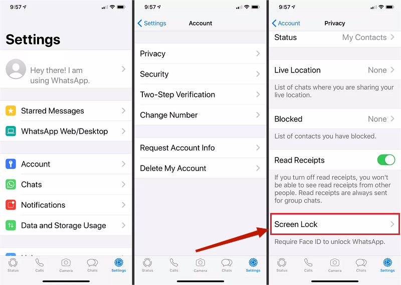 whatsapp chat lock settings iphone