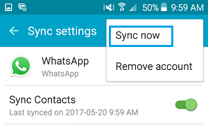 tap on sync now to reset contacts