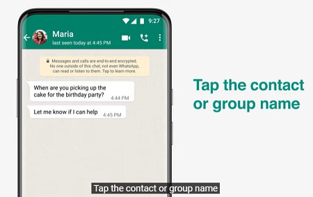 tap the contact or group name on whatsapp