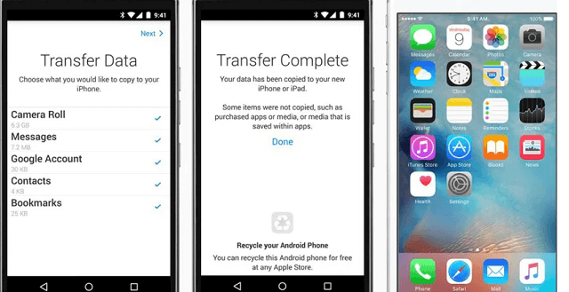 select which data you want to transfer