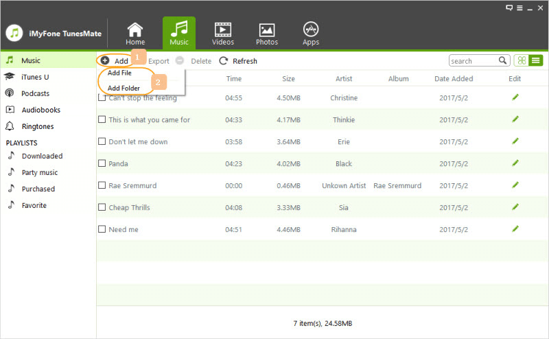 imyfone tunesmate add file