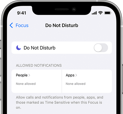 turn off do not disturb mode on iphone