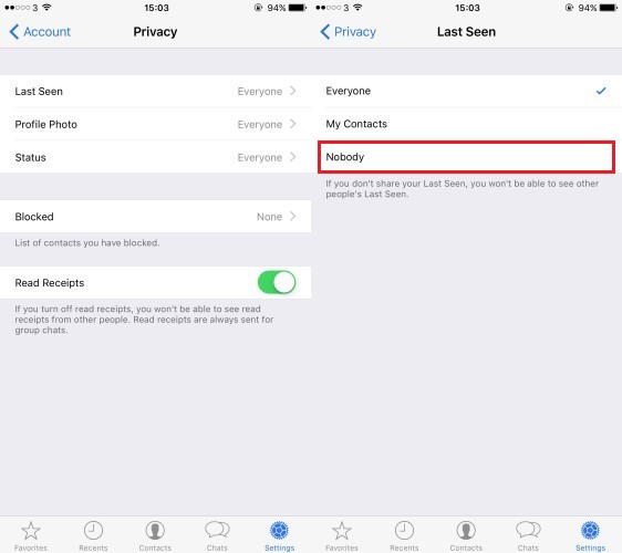 whatsapp last seen setting