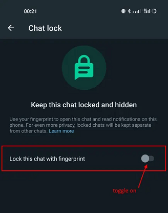 set fingerprint lock on whatsapp chat