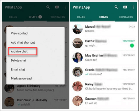xem kho lưu trữ trò chuyện whatsapp trên android