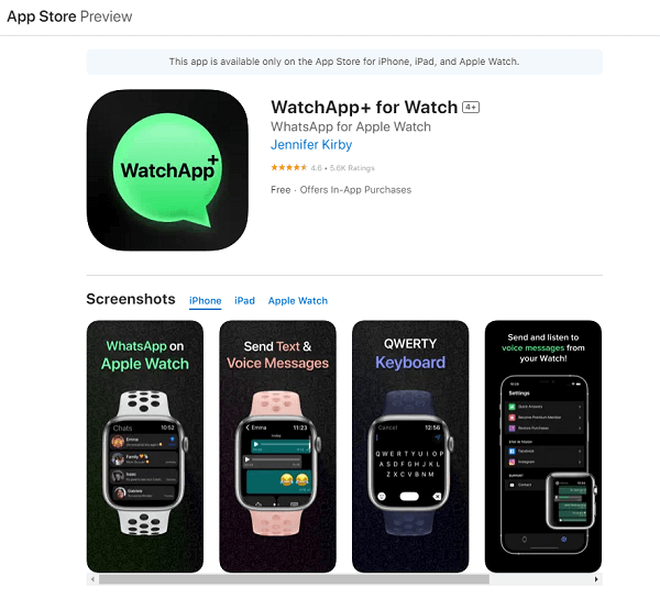 What are the Features of WhatsApp on Apple Watch