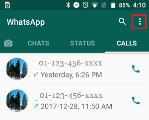 whatsapp call history not showing iphone