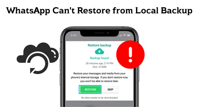 whatsapp cannot restore from local backup
