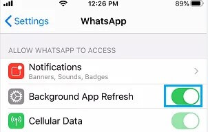 WhatsApp enable background app refresh iphone