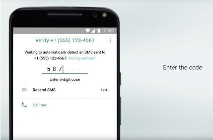 WhatsApp enter the code