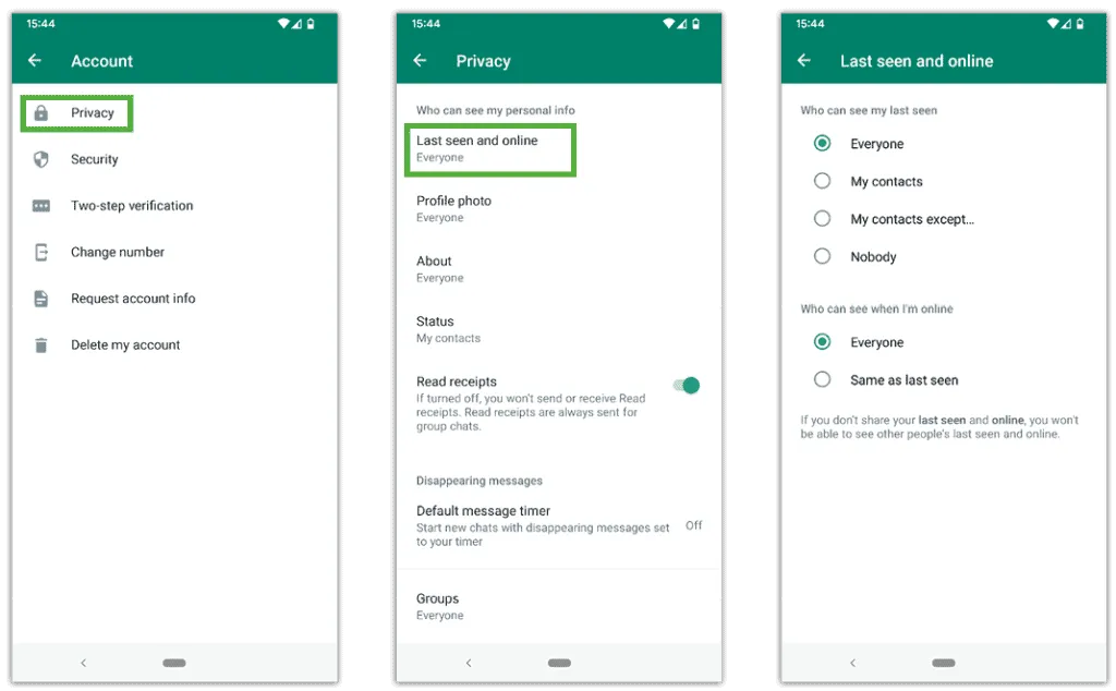 whatsapp privacy setting