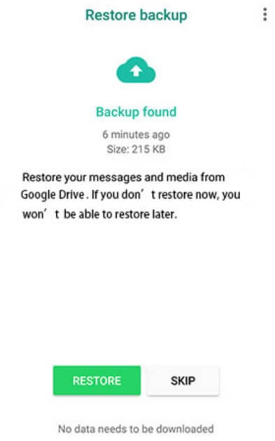 WhatsApp restore backup