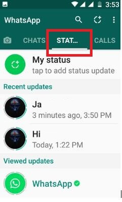 WhatsApp status on Android