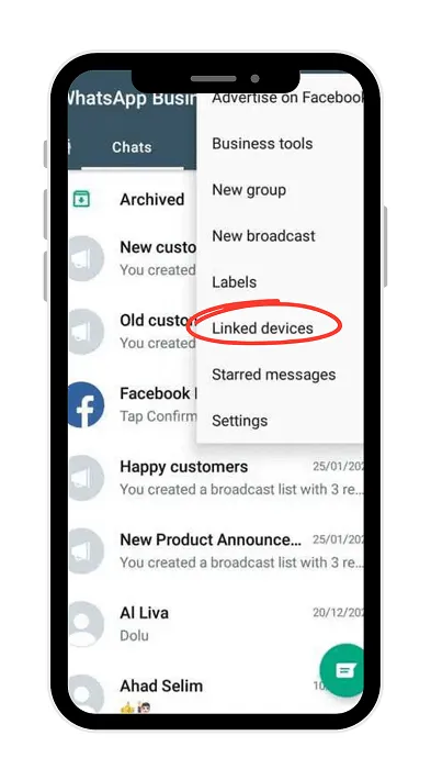 link device on whatsapp business android