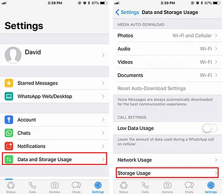 how to decrease storage usage of whatsapp