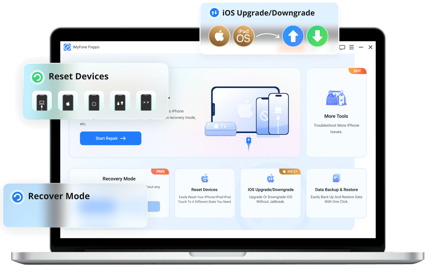 iMyFone Fixppo iOS repair and downgrade interface