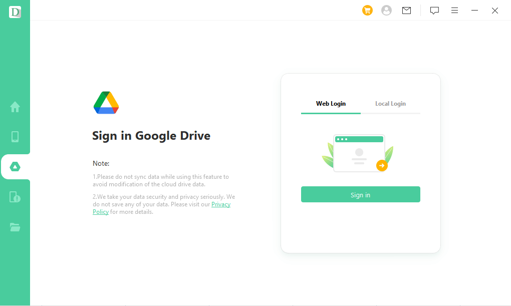 select the google drive option