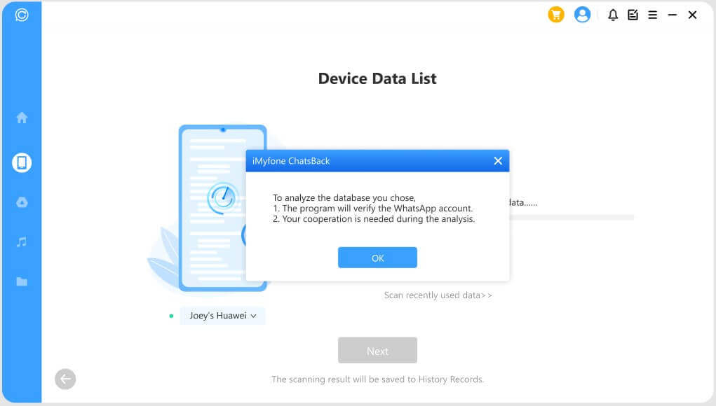 imyfone chatsback for whatsapp device data