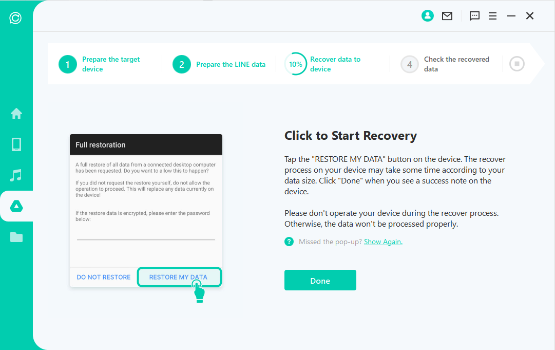 click to start recovery