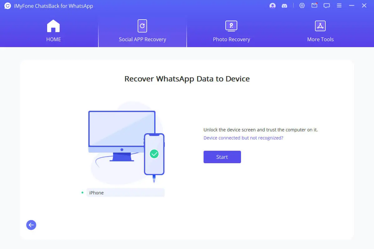 prepare whatsapp data recovery on chatsback