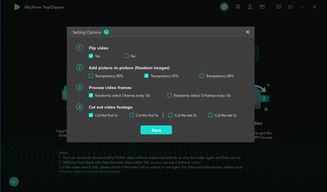 opções de configuração