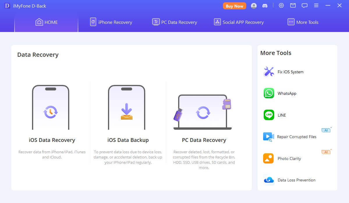 imyfone dback select the smart recovery option