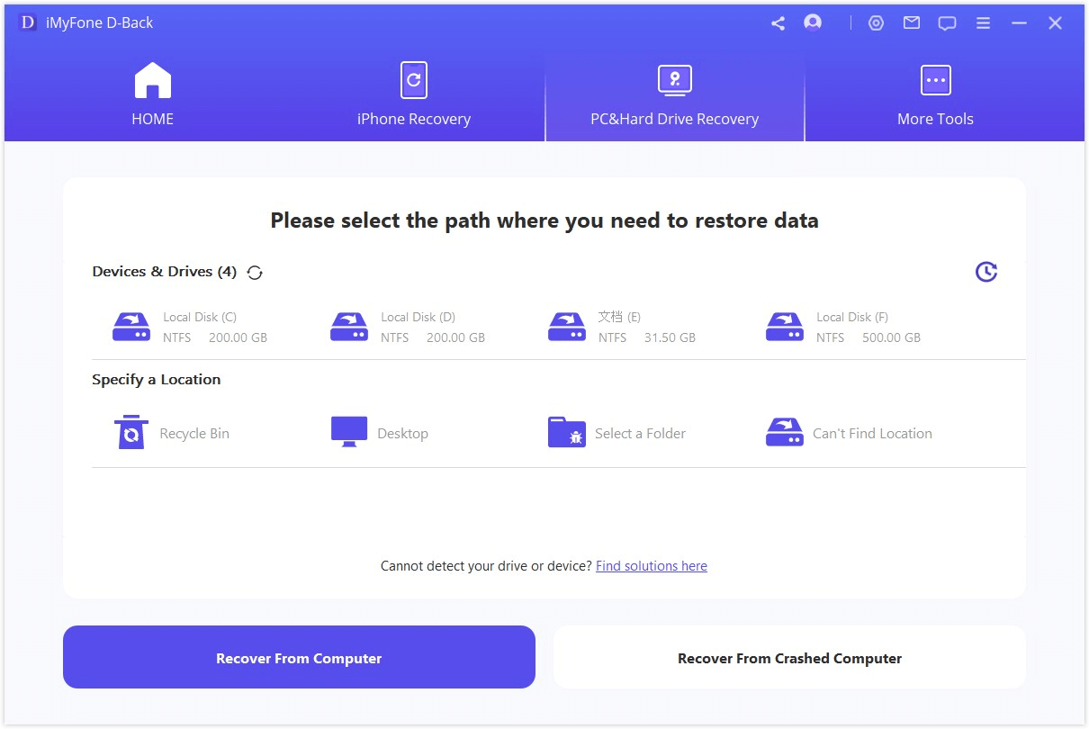 imyfone data select the location