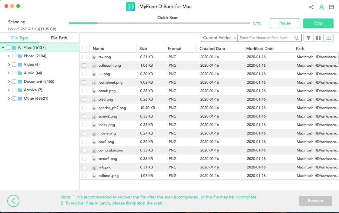 imyfone dback recover the files